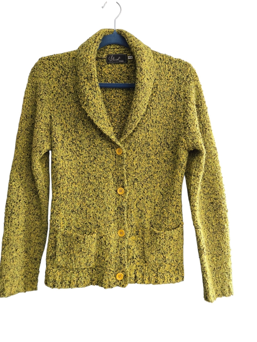 Atricot Women's Moss Green Shawl Collar Cardigan